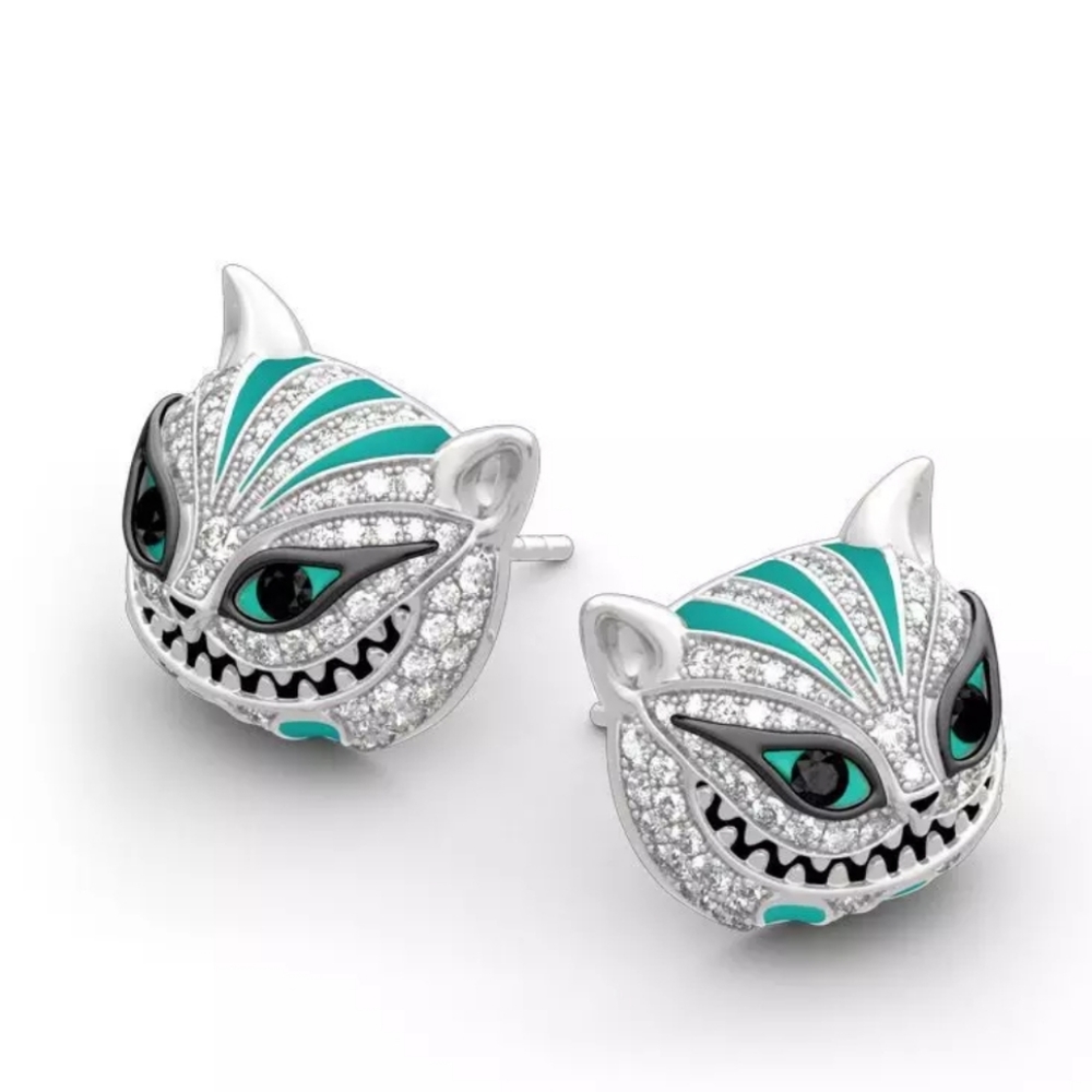 New! Evil Cat Stud Earrings - Picture 3 of 3